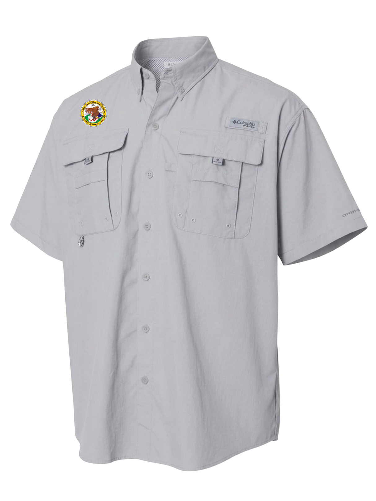 Bureau of Indian Affairs (BIA) Men's Columbia Bahama™ II Button Up Short Sleeve Cool Grey government employee uniform shirt