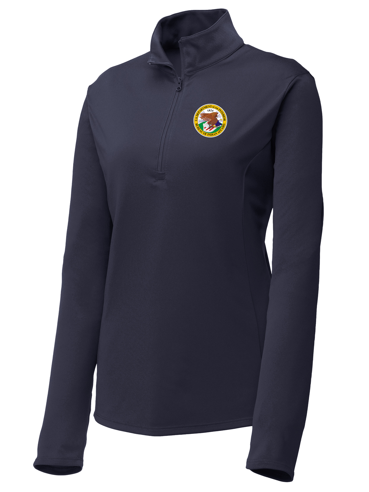 Bureau of Indian Affairs (BIA) Women's Lightweight Dri Fit 1/4 Zip Navy Blue government employee uniform shirt