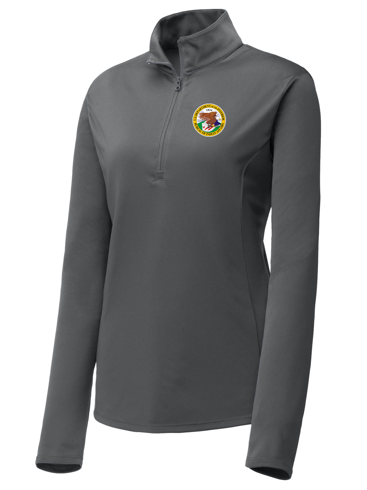 Bureau of Indian Affairs (BIA) Women's Lightweight Dri Fit 1/4 Zip Slate Gray government employee uniform shirt