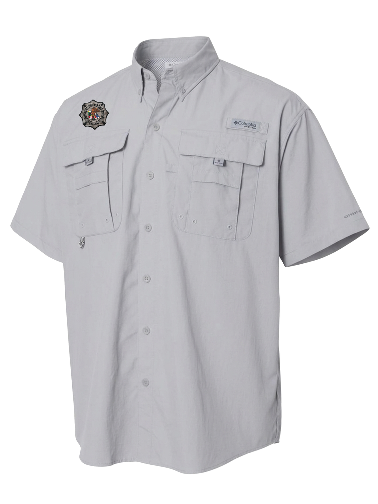 Federal Bureau of Prisons (BOP) Men's Columbia Bahama™ II Button Up Short Sleeve Cool Grey government employee uniform shirt