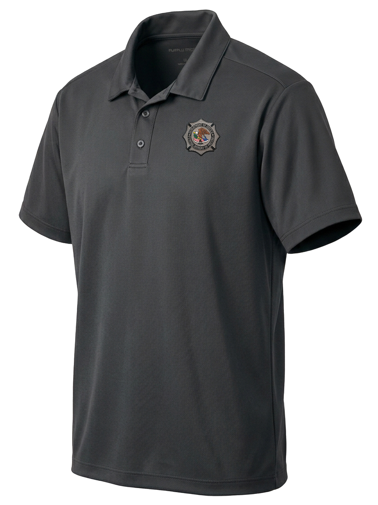 Federal Bureau of Prisons (BOP) Men's Dri Fit Polo Slate Gray government employee uniform shirt