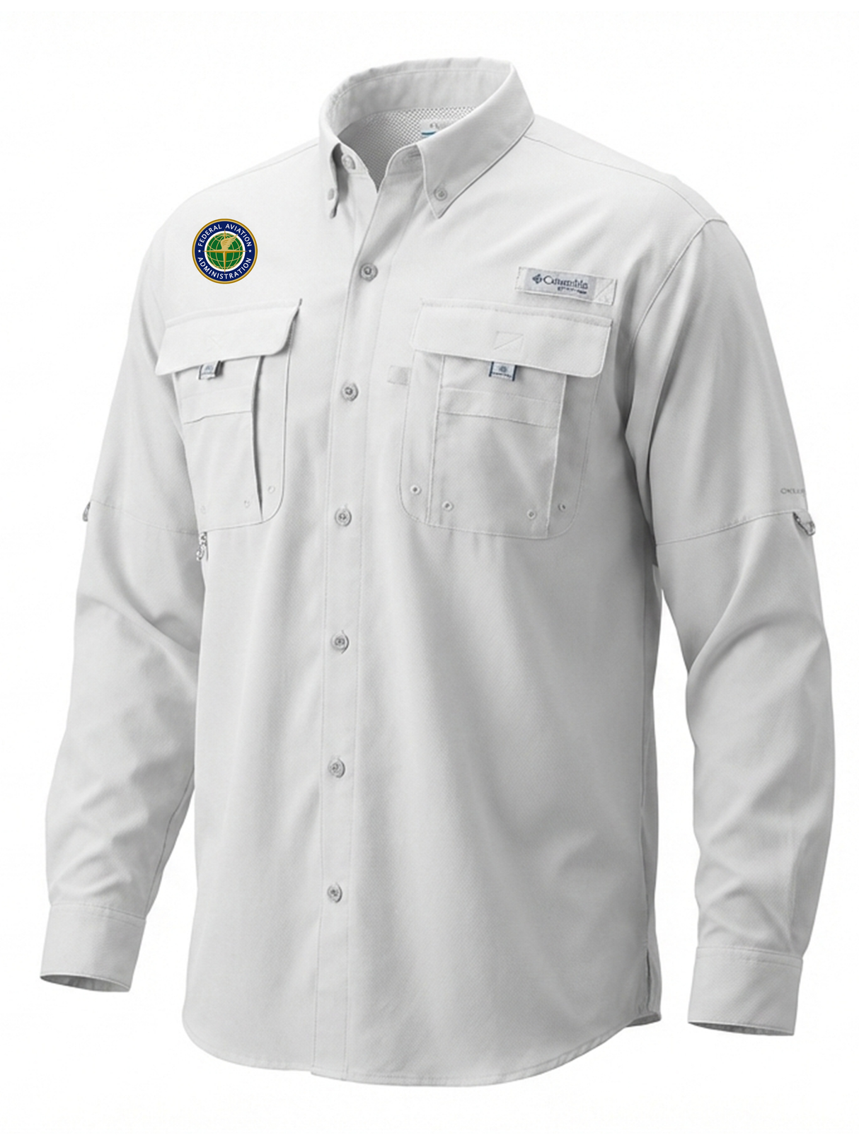 Federal Aviation Administration (FAA) Men's Columbia Bahama™ II Button Up Long-Sleeve White government employee uniform shirt