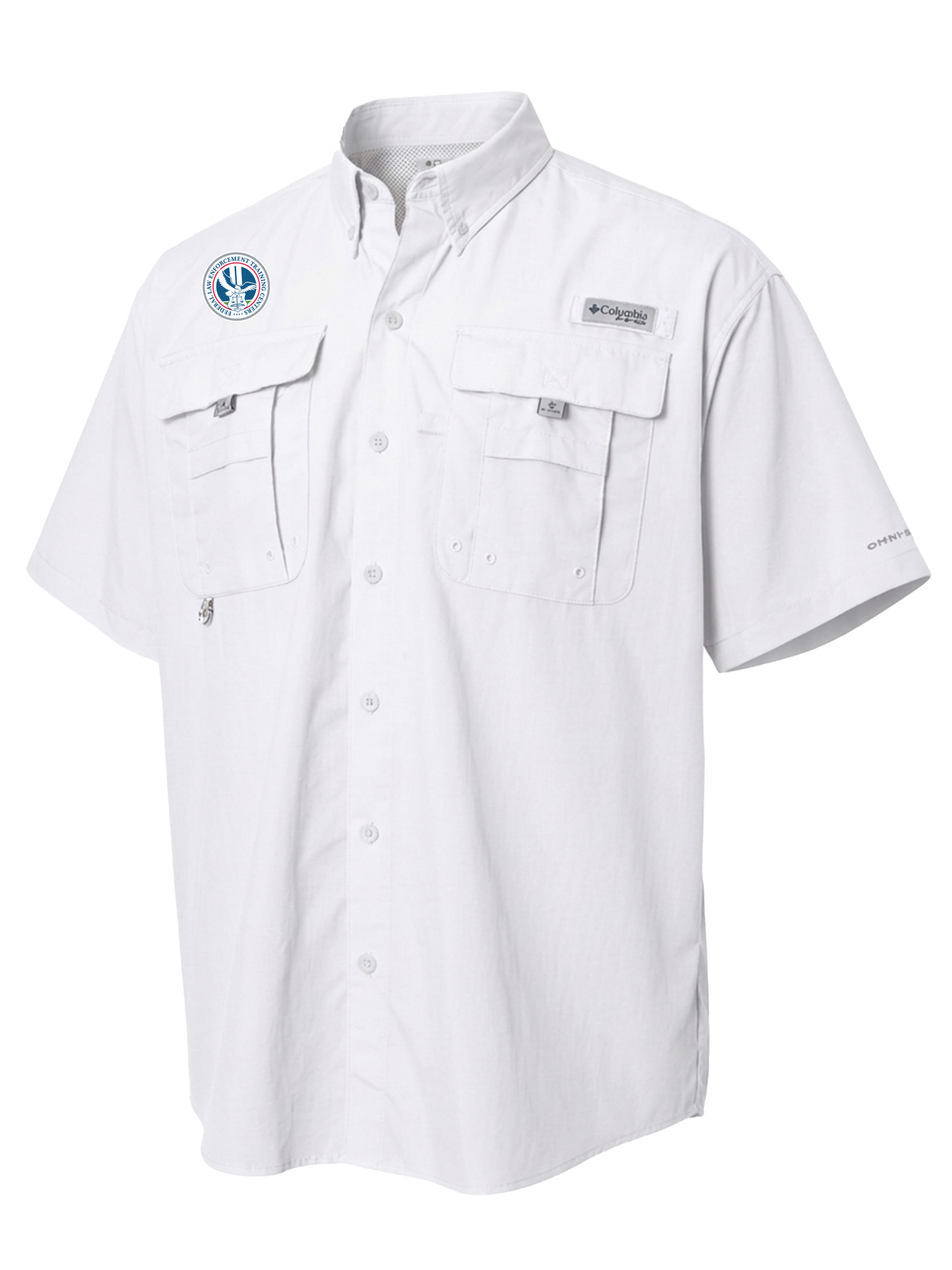 Federal Law Enforcement Training Centers (FLETC) Men's Columbia Bahama™ II Button Up Short Sleeve White government employee uniform shirt