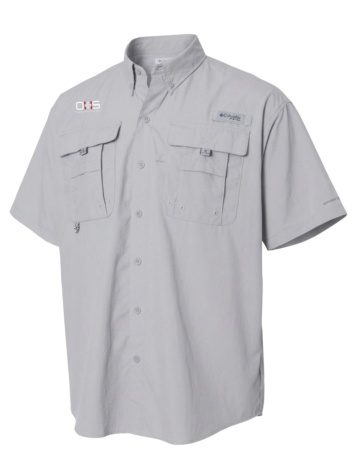 Office of Health Security (OHS) Men's Columbia Bahama™ II Button Up Short Sleeve Cool Grey government employee uniform shirt