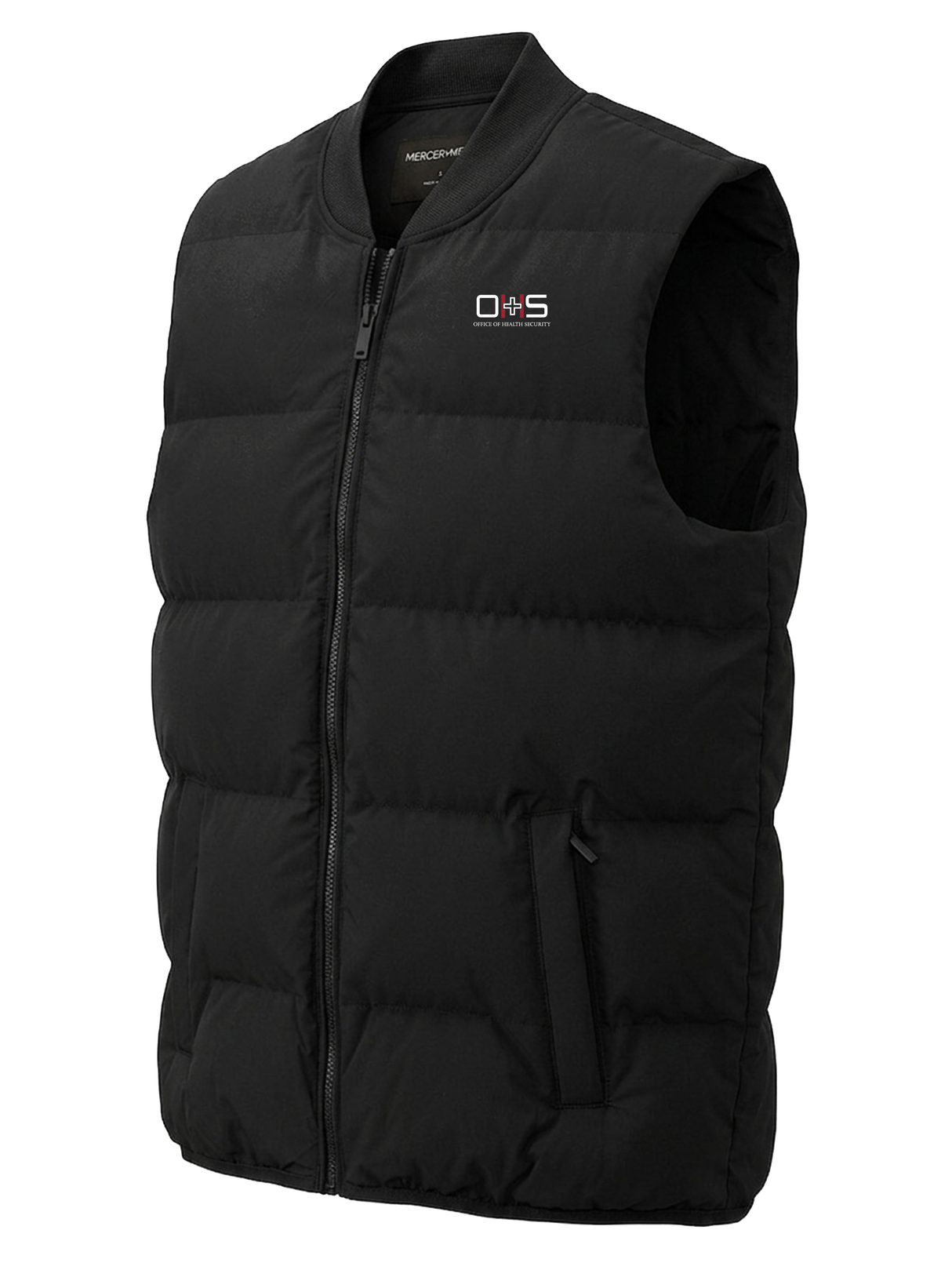 Office of Health Security (OHS) Men's Puffer Vest Black government employee uniform shirt