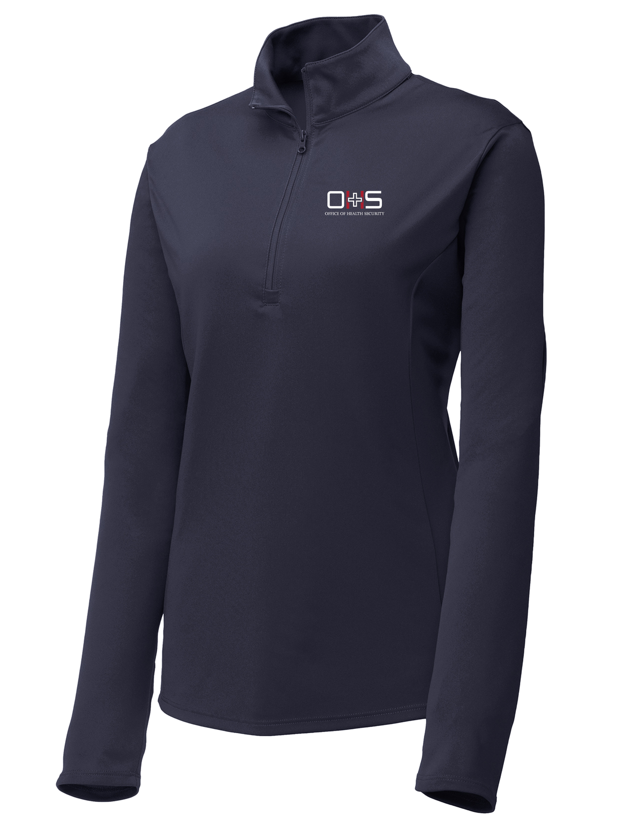 Office of Health Security (OHS) Women's Lightweight Dri Fit 1/4 Zip Navy Blue government employee uniform shirt