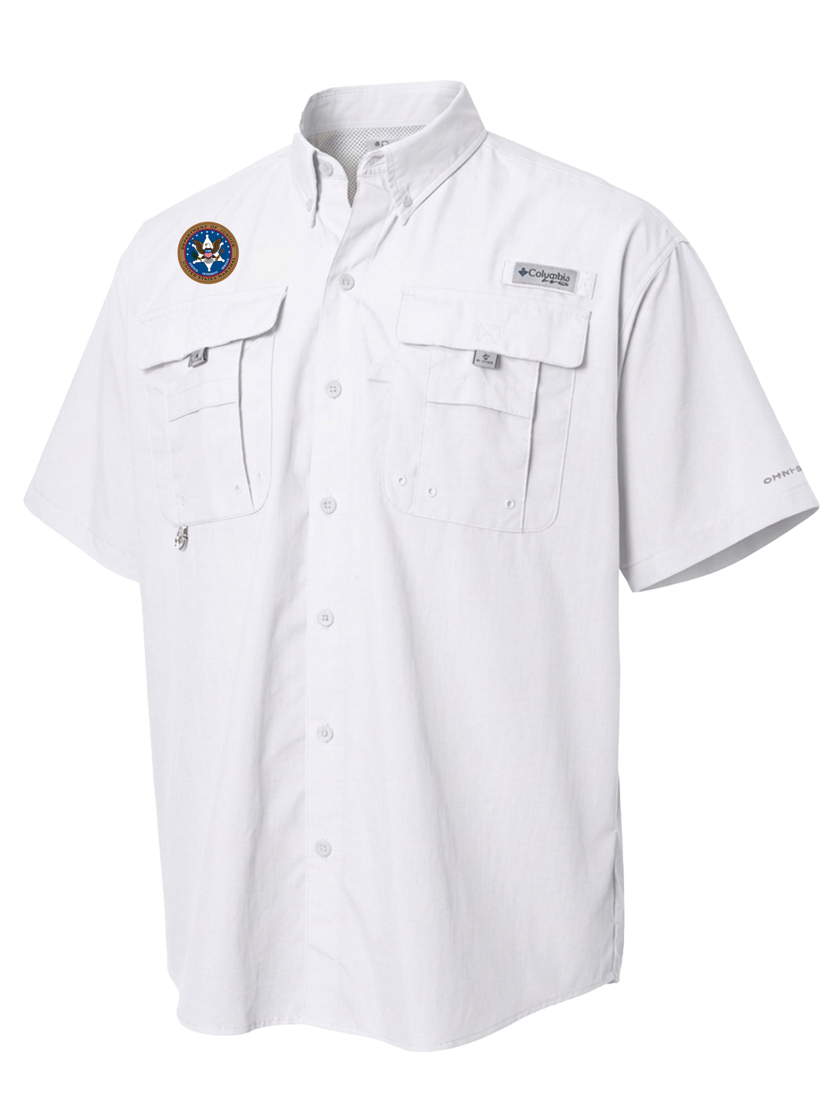 U.S. Marshals Service (USMS) Men's Columbia Bahama™ II Button Up Short Sleeve White government employee uniform shirt