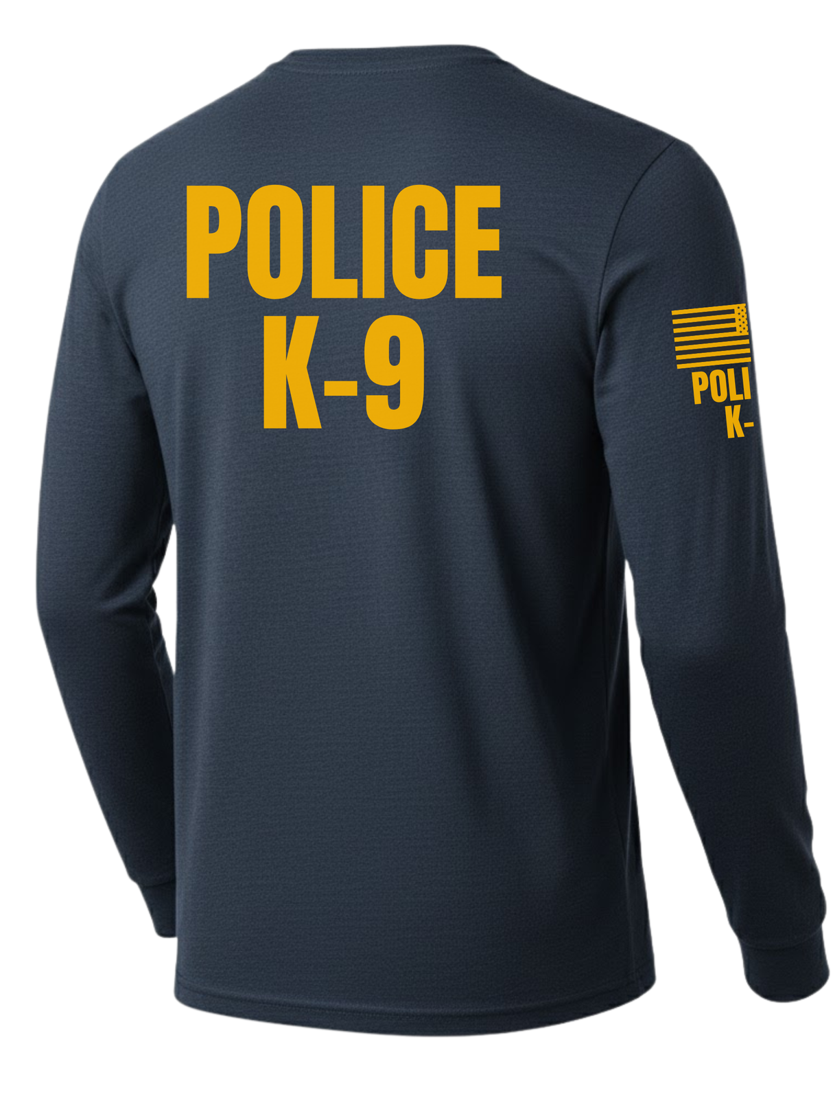 Navy Blue Police K-9 Men's Shirt - Long Sleeve (Golden Yellow)
