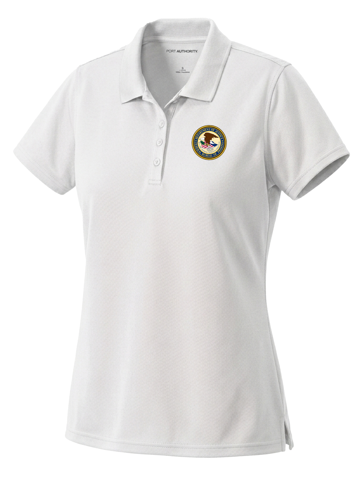 Federal Bureau of Prisons (BOP) Women's Dri Fit Polo White government employee uniform shirt