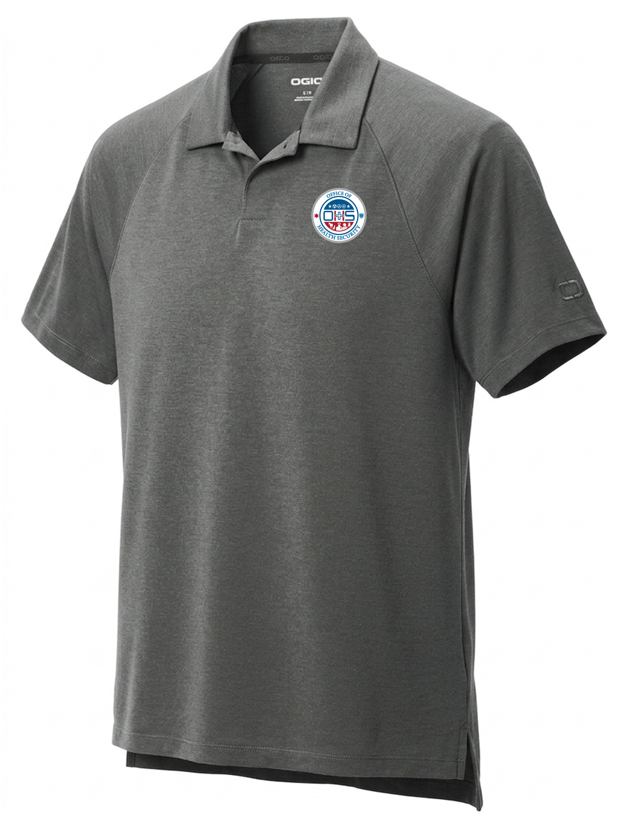 Office of Health Security (OHS) Men's Polo Slate Gray government employee uniform shirt