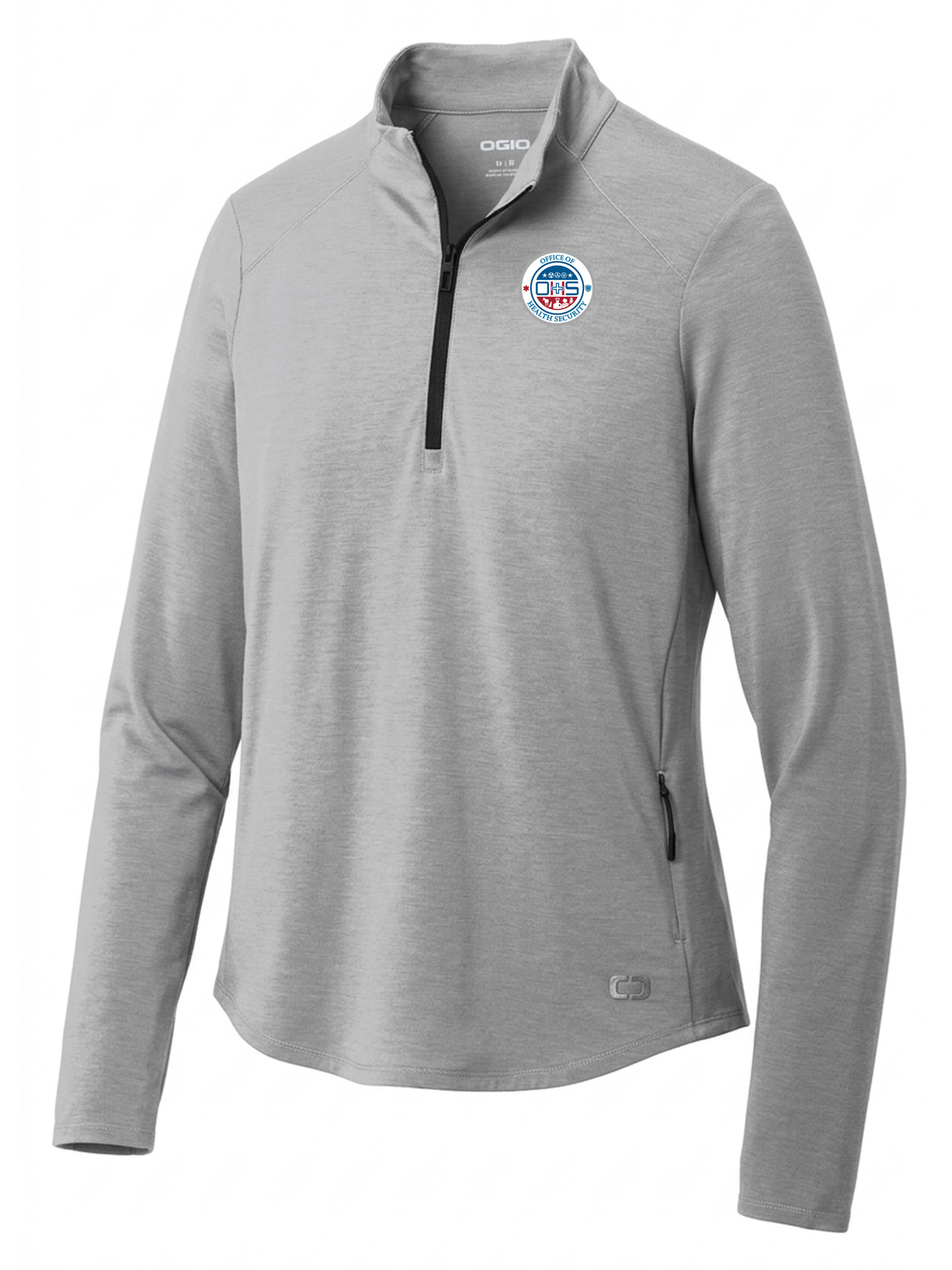 Office of Health Security (OHS) Women's Motion 1/4 Zip Light Gray government employee uniform shirt