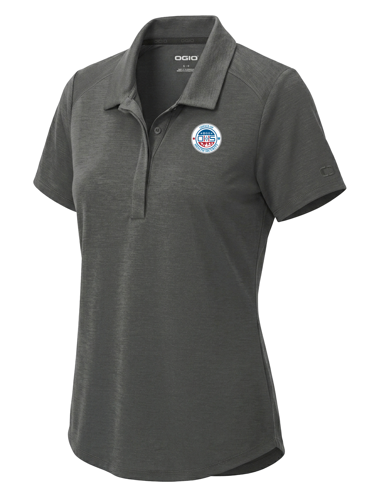 Office of Health Security (OHS) Women's Polo Slate Gray government employee uniform shirt