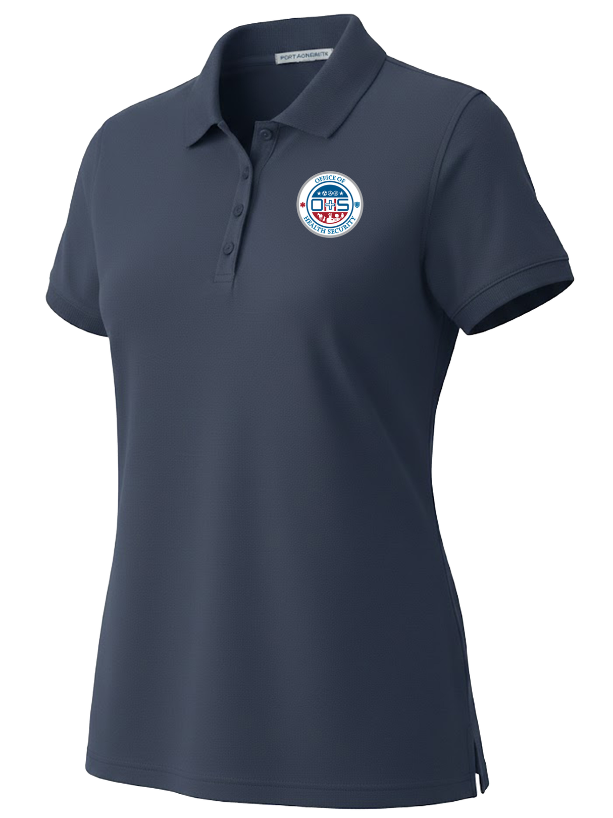 Office of Health Security (OHS) Women's Polo Navy Blue government employee uniform shirt