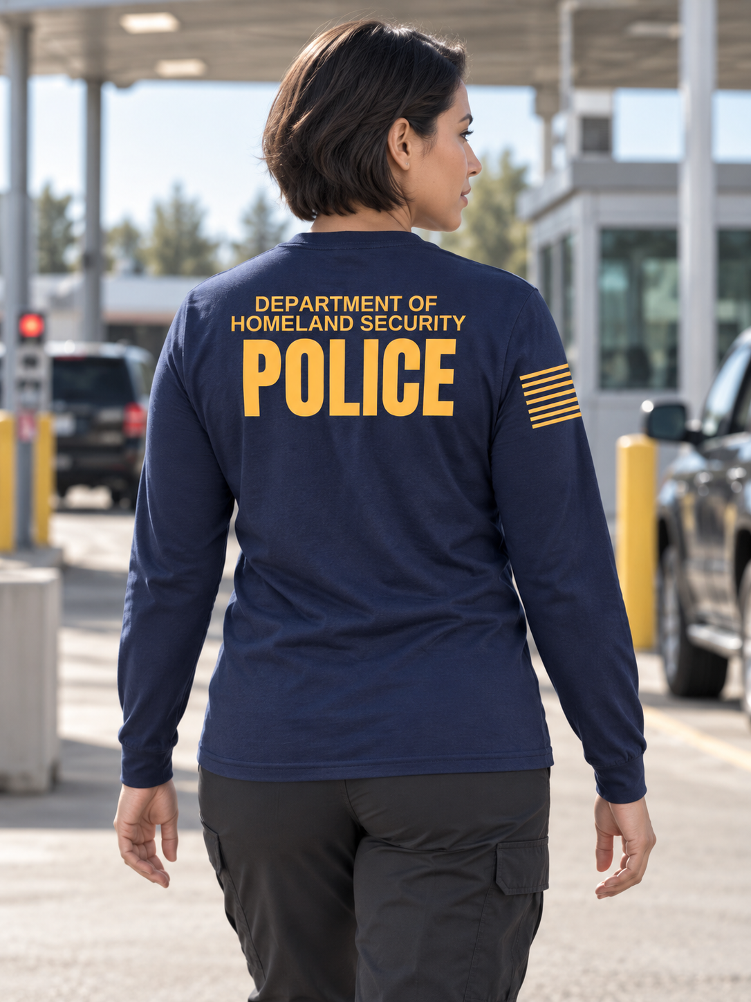 DHS POLICE Agency Identifier T Shirt - Long Sleeve — Navy Blue lifestyle view