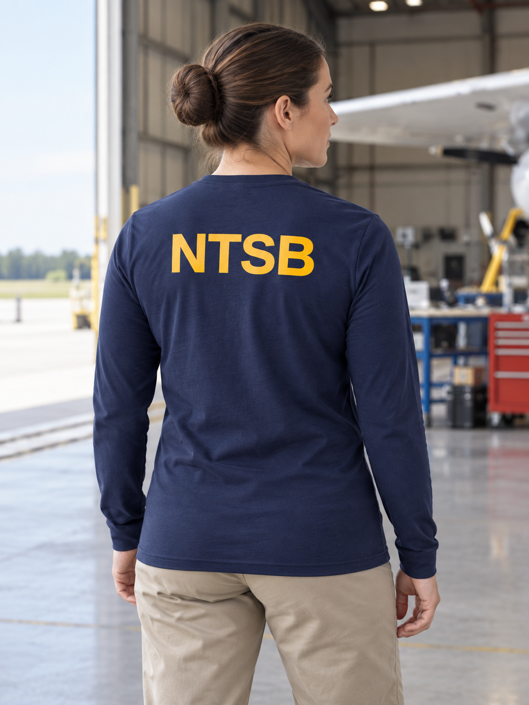 NTSB Agency Identifier T Shirt - Long Sleeve — Navy Blue lifestyle view