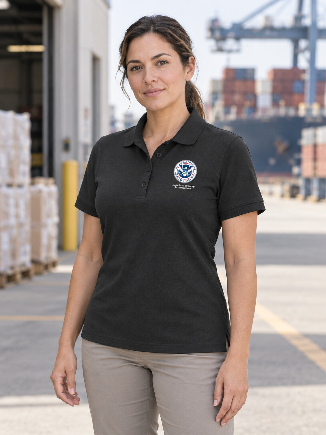 HSI Polo Shirt - Women's Short Sleeve — Black lifestyle view