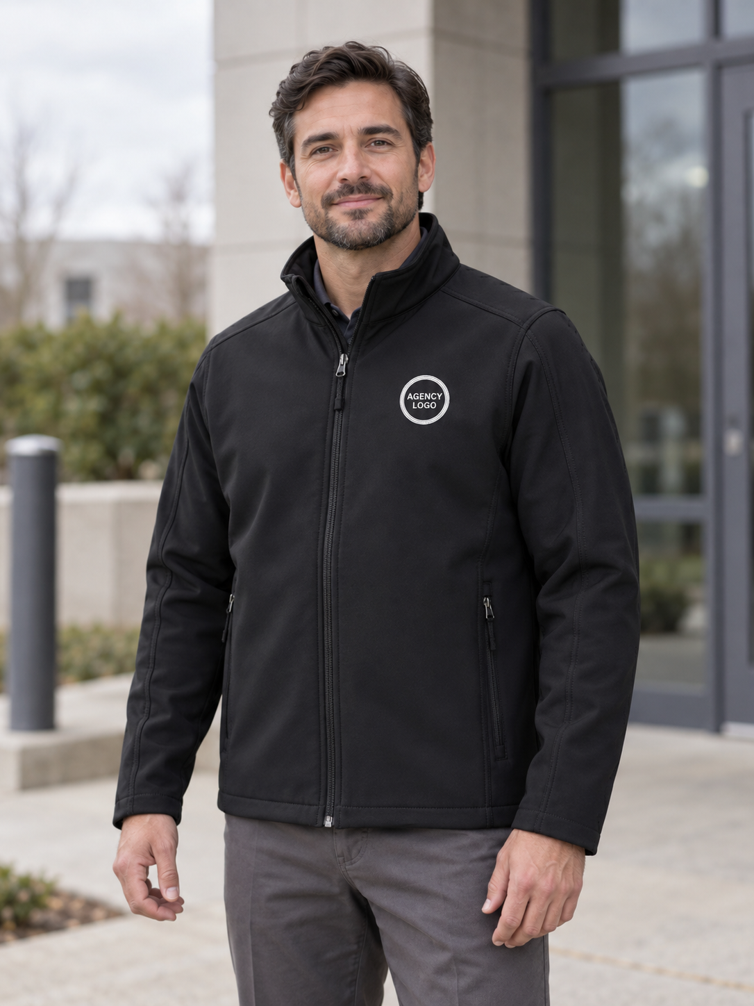 Men's Soft Shell — Black lifestyle view