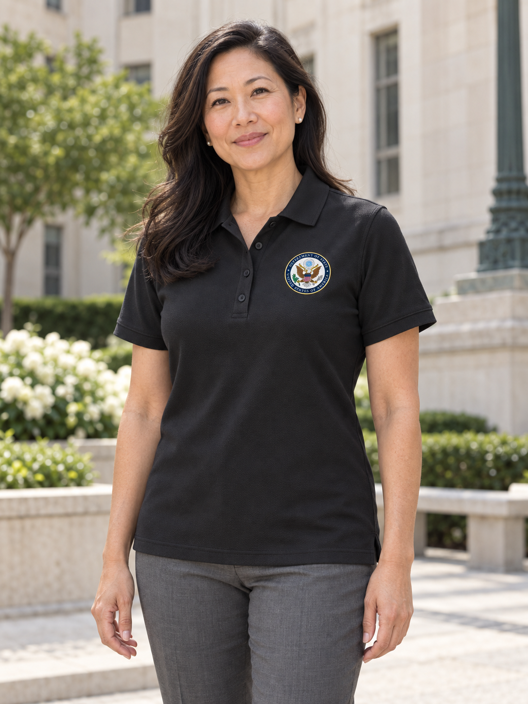 Department of State Polo Shirt - Women's Short Sleeve — Black lifestyle view
