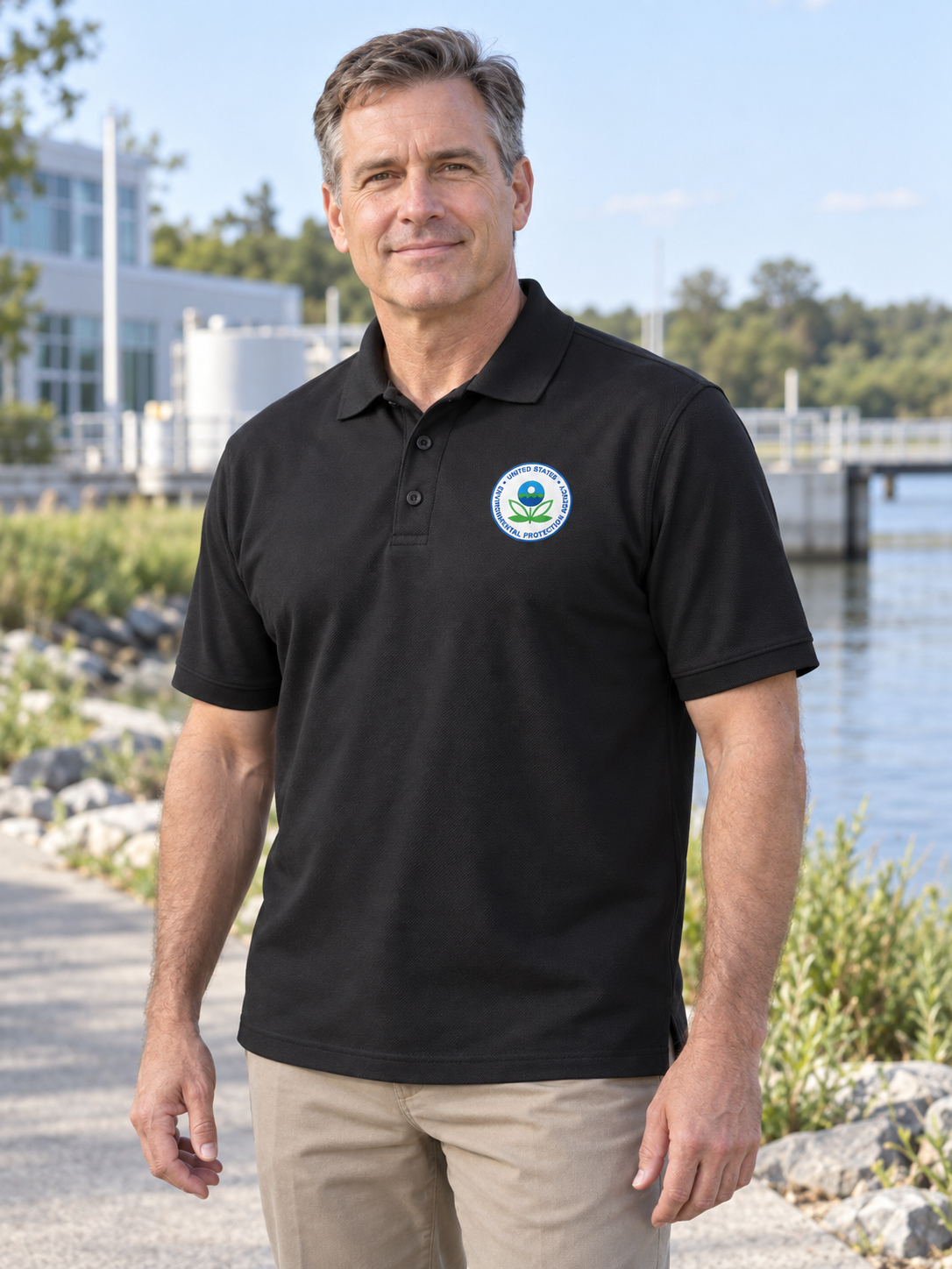 EPA Polo Shirt - Men's Short Sleeve — Black lifestyle view