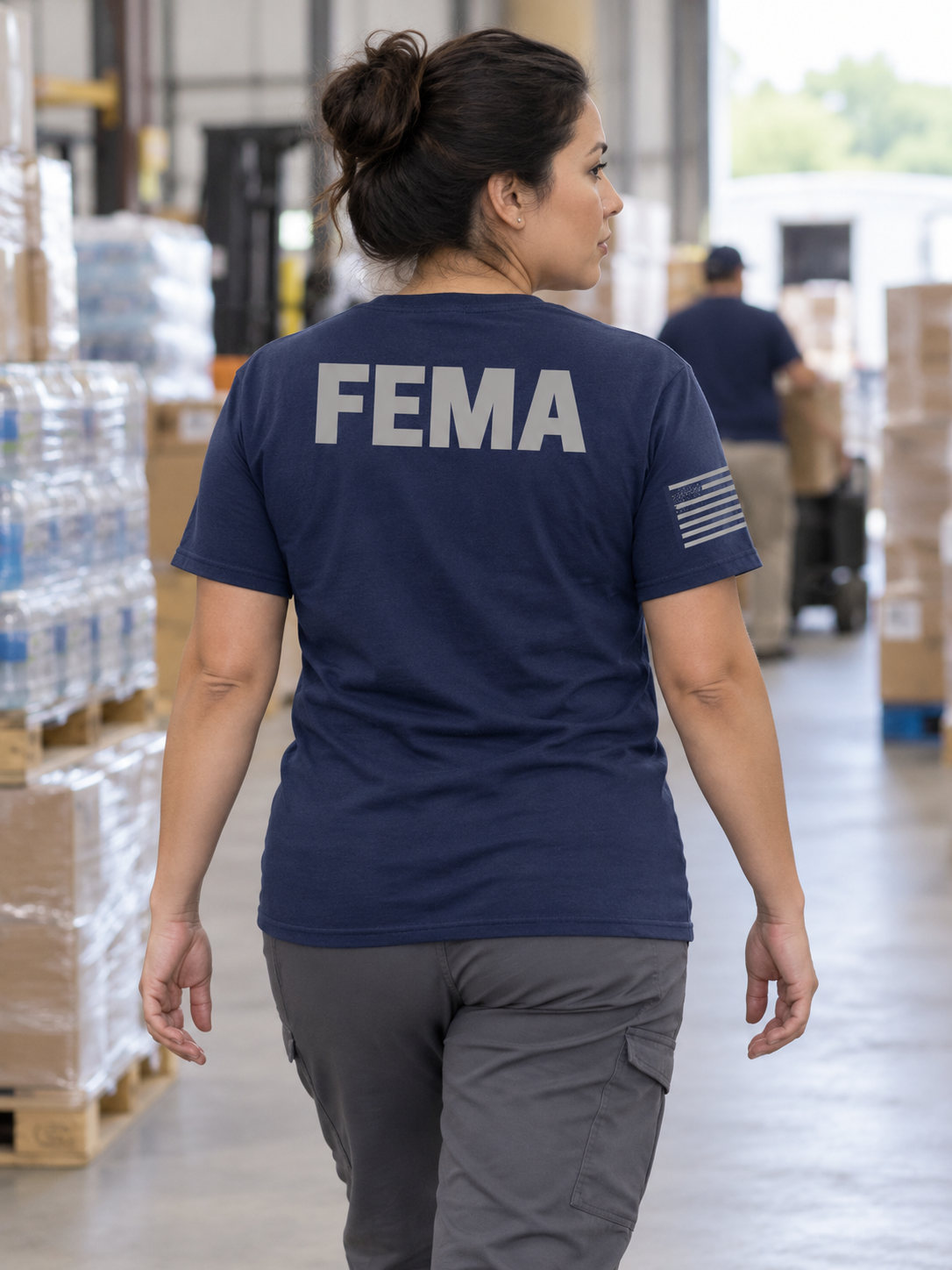 SUBDUED FEMA Agency Identifier T Shirt - Short Sleeve — Navy Blue lifestyle view