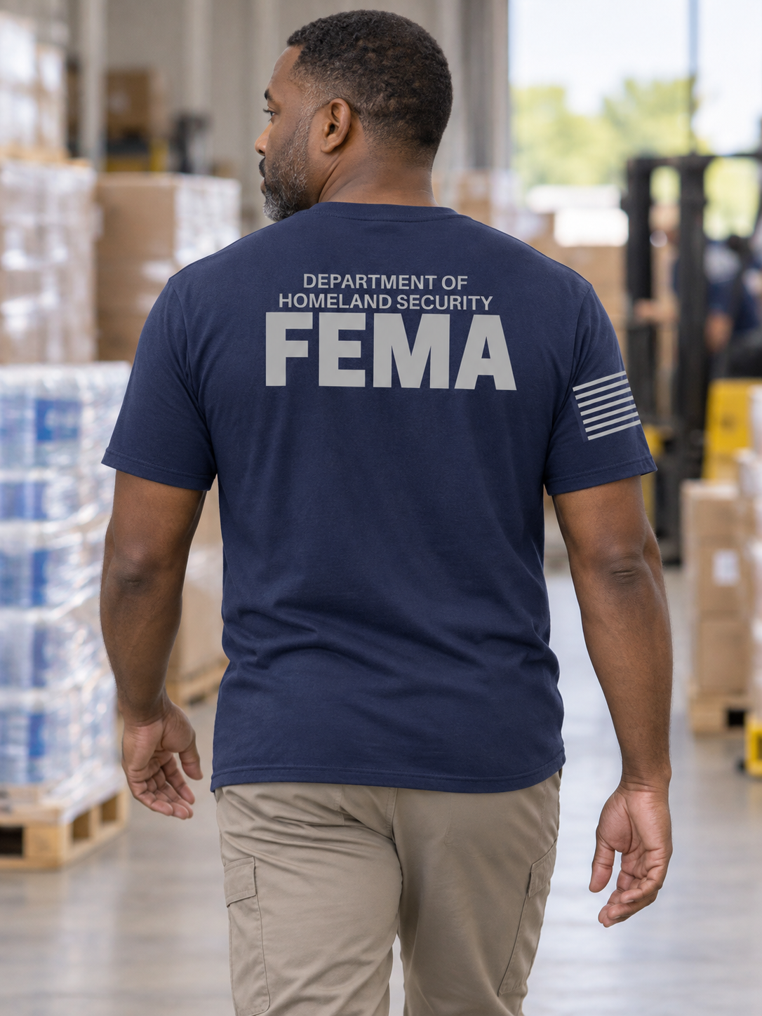SUBDUED DHS FEMA Agency Identifier T Shirt - Short Sleeve — Navy Blue lifestyle view