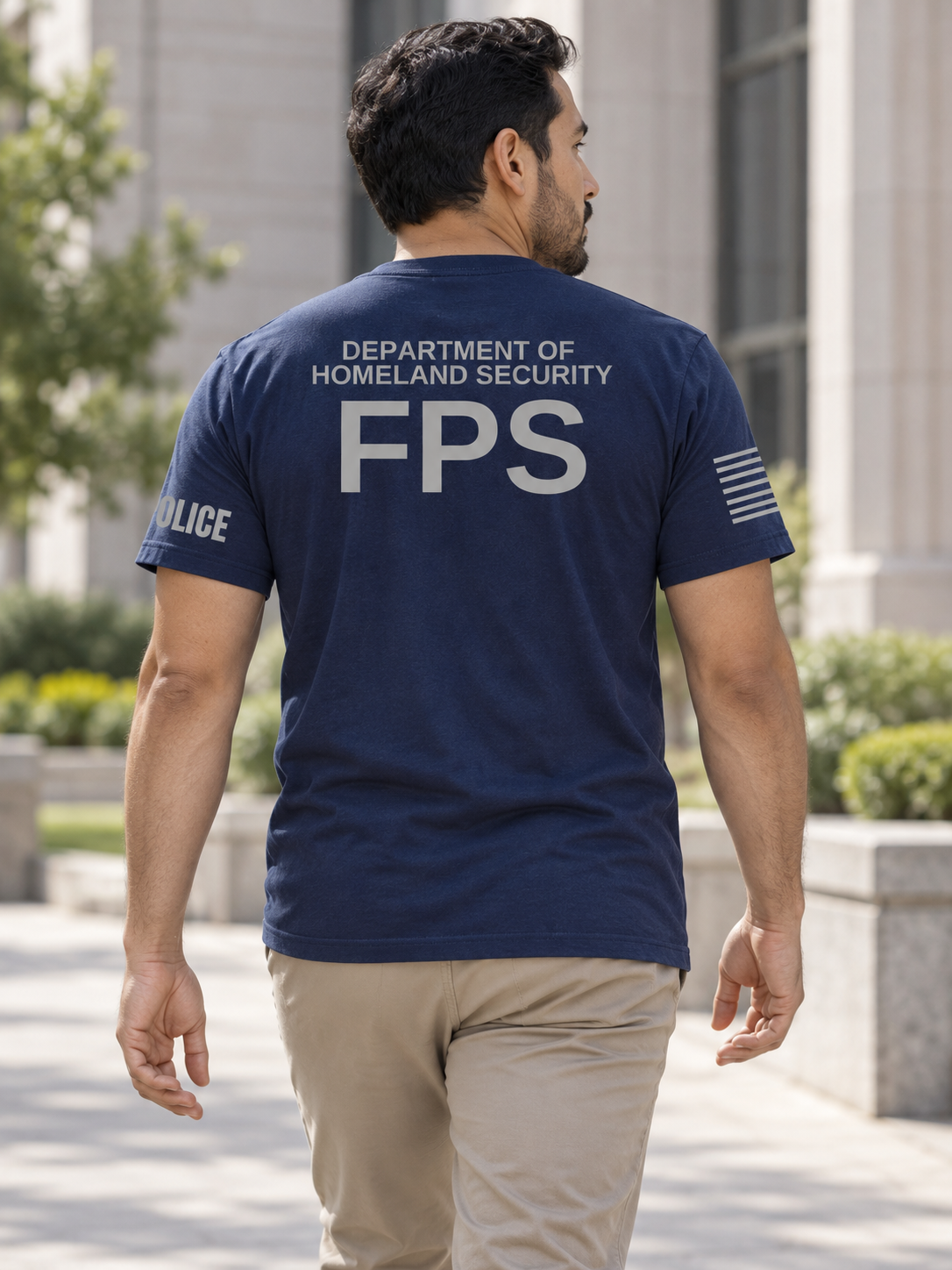 SUBDUED DHS FPS Agency Identifier T Shirt - Short Sleeve — Navy Blue lifestyle view