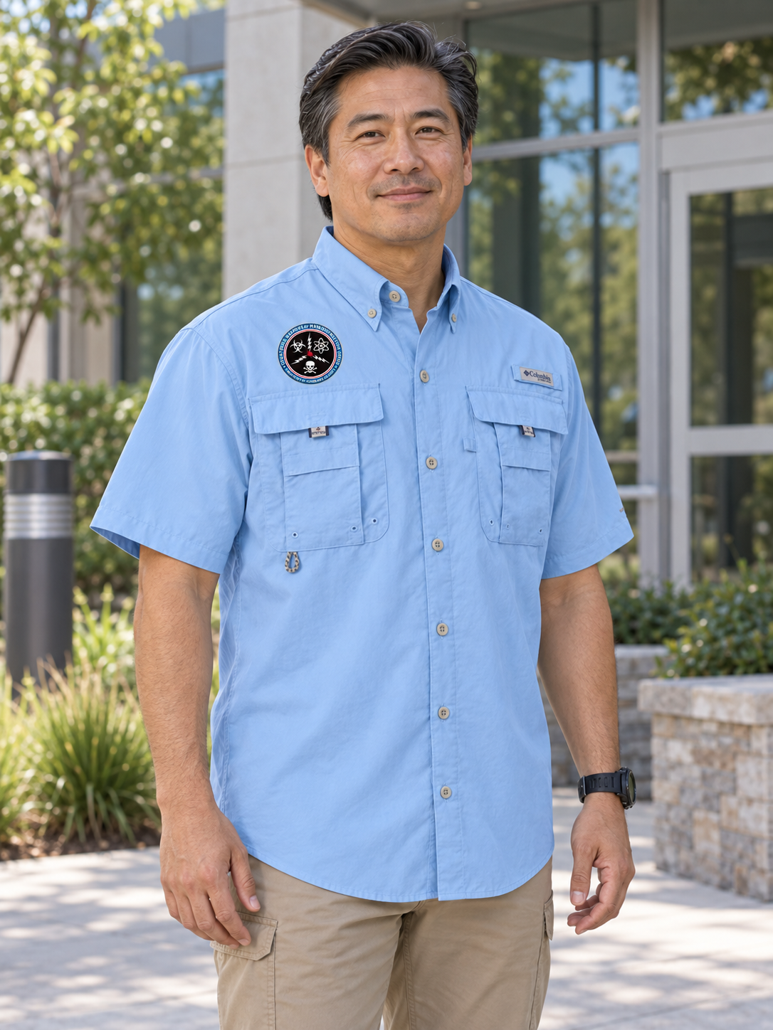 CWMD Columbia Men's Bahama™ II Short-Sleeve Shirt — Light Blue lifestyle view