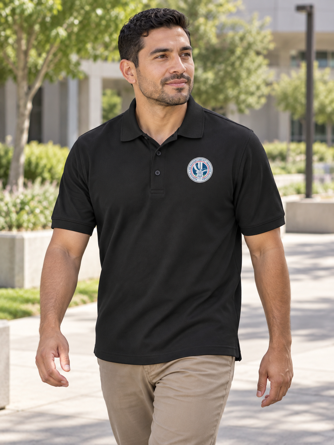 FLETC Men's Polo — Black lifestyle view