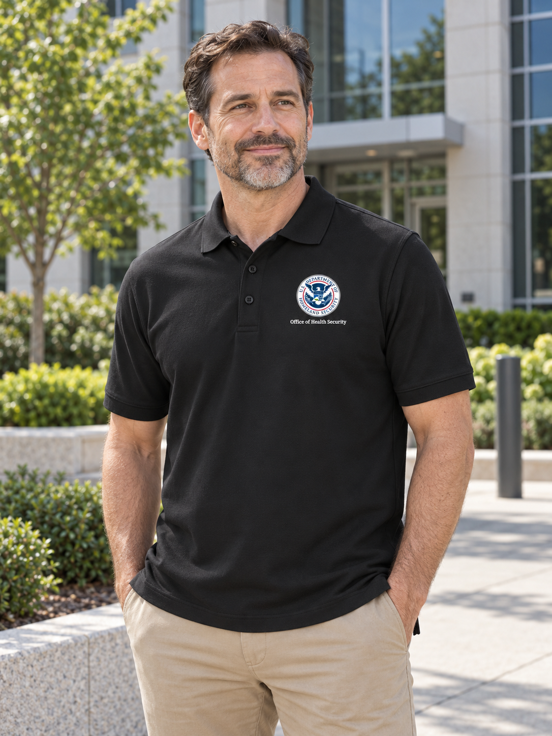 OHS Men's Polo — Black lifestyle view