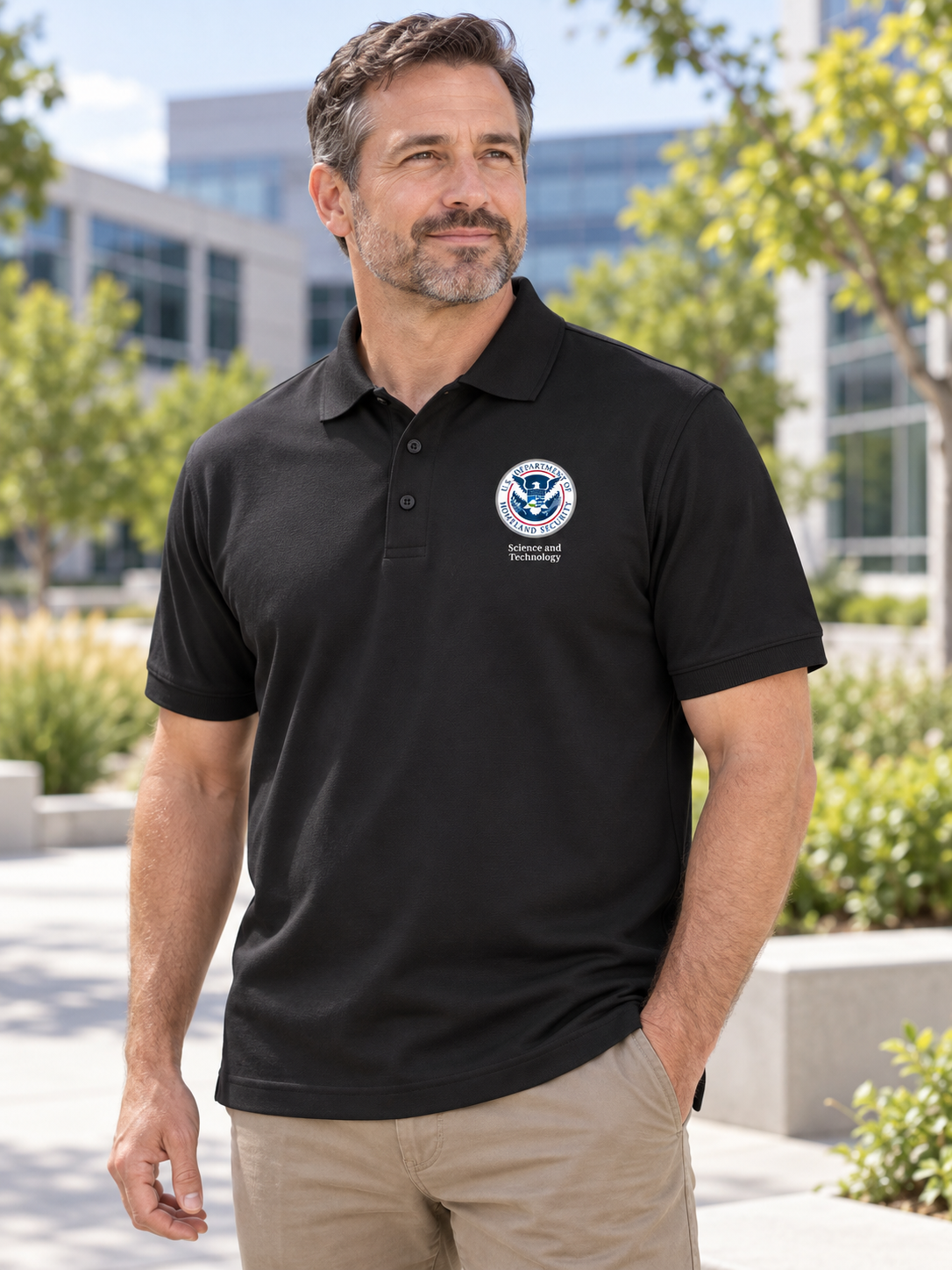 S&T Men's Polo — Black lifestyle view