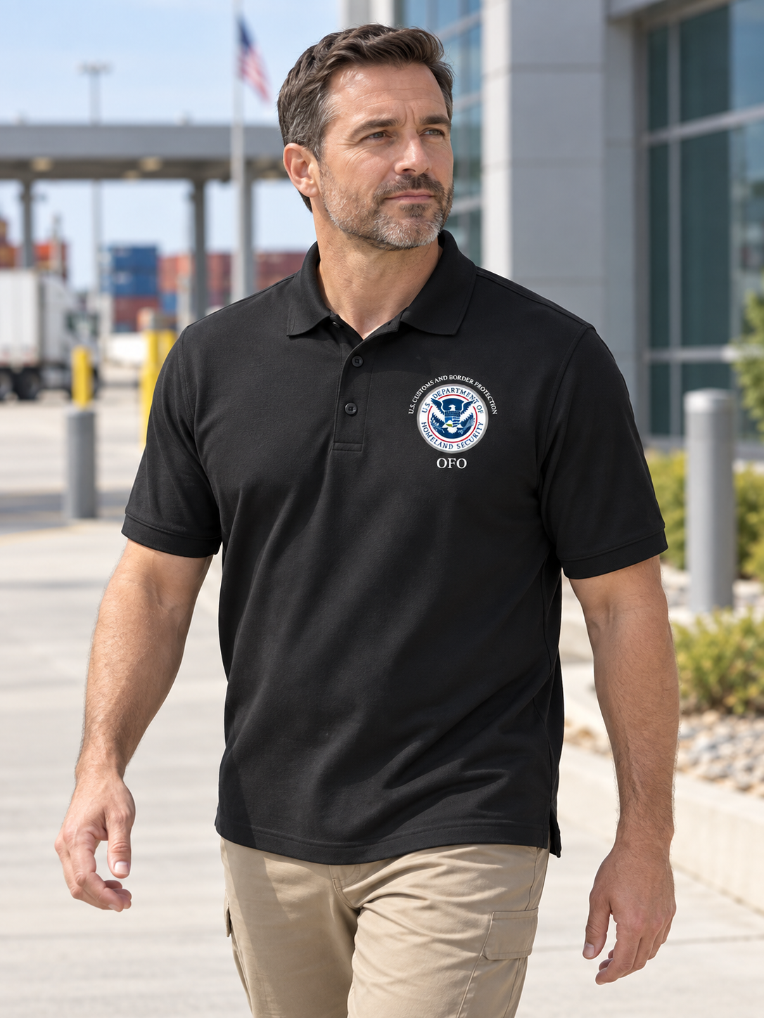 CBP Men's Polo — Black lifestyle view