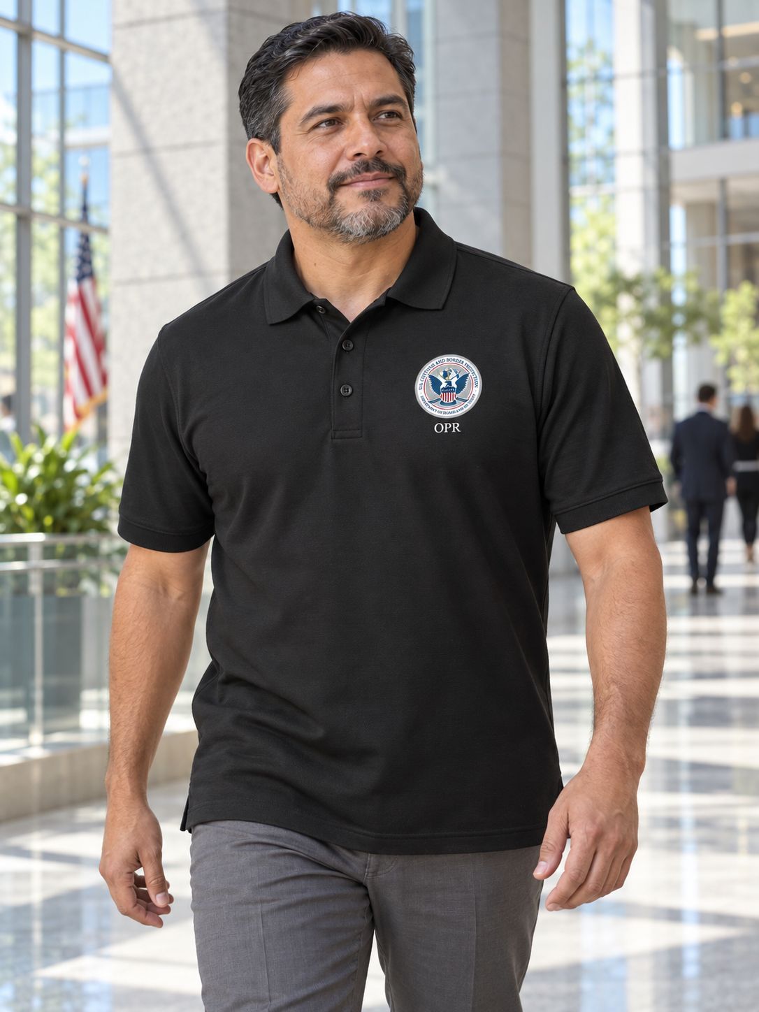 CBP Men's Polo — Black lifestyle view