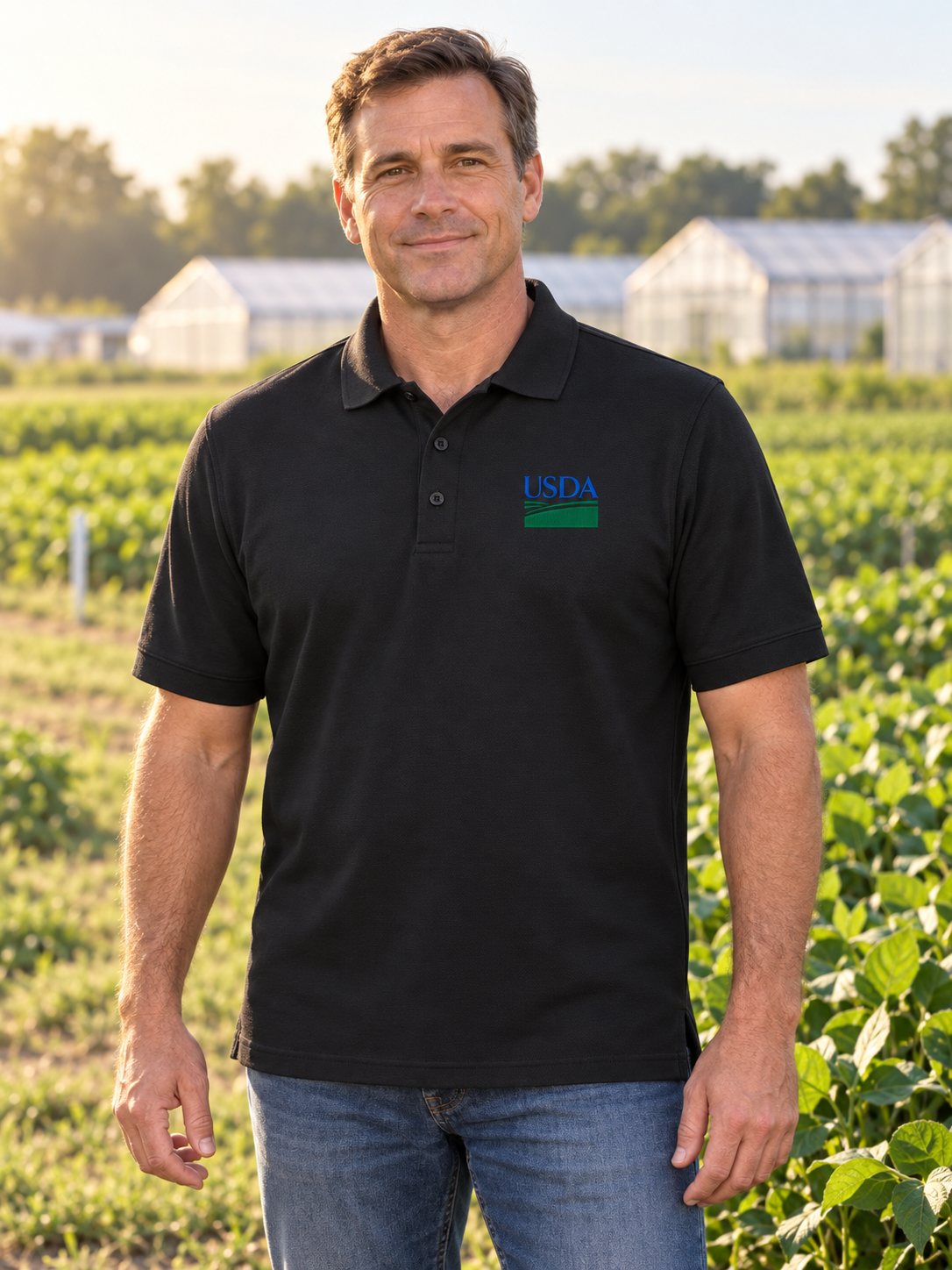 USDA Men's Polo — Black lifestyle view