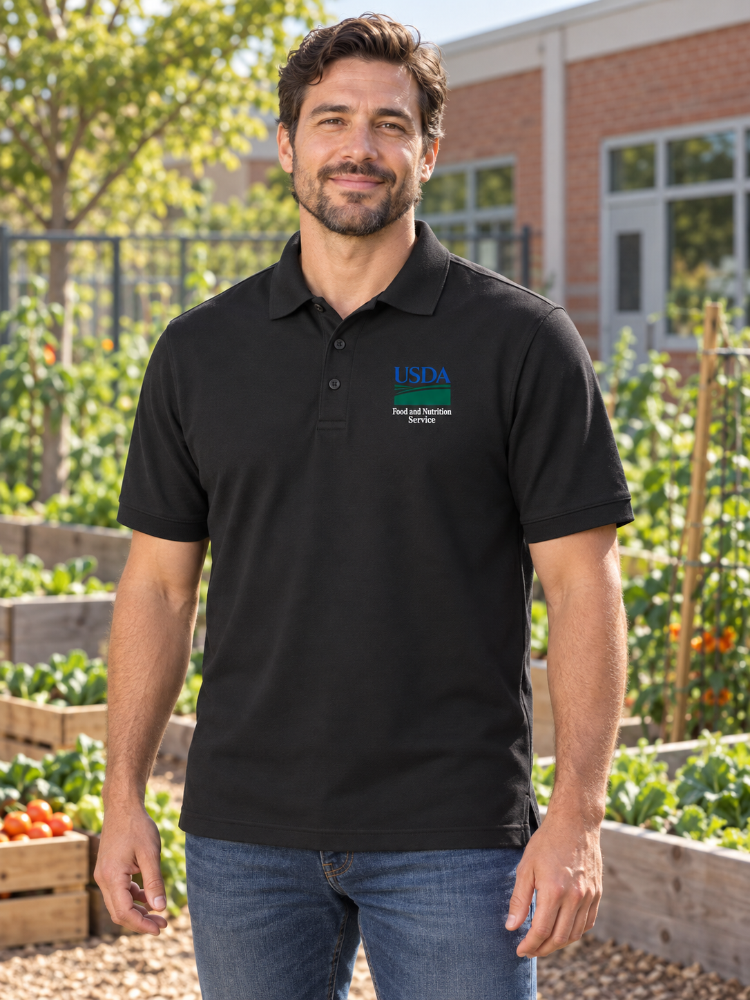 FNSCFSD Men's Polo — Black lifestyle view