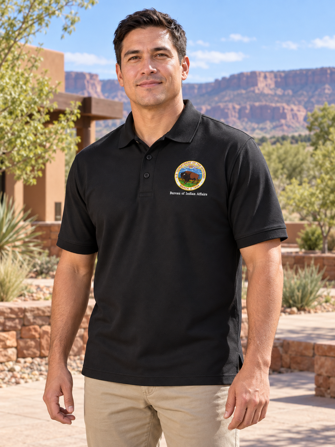BIA Men's Polo — Black lifestyle view