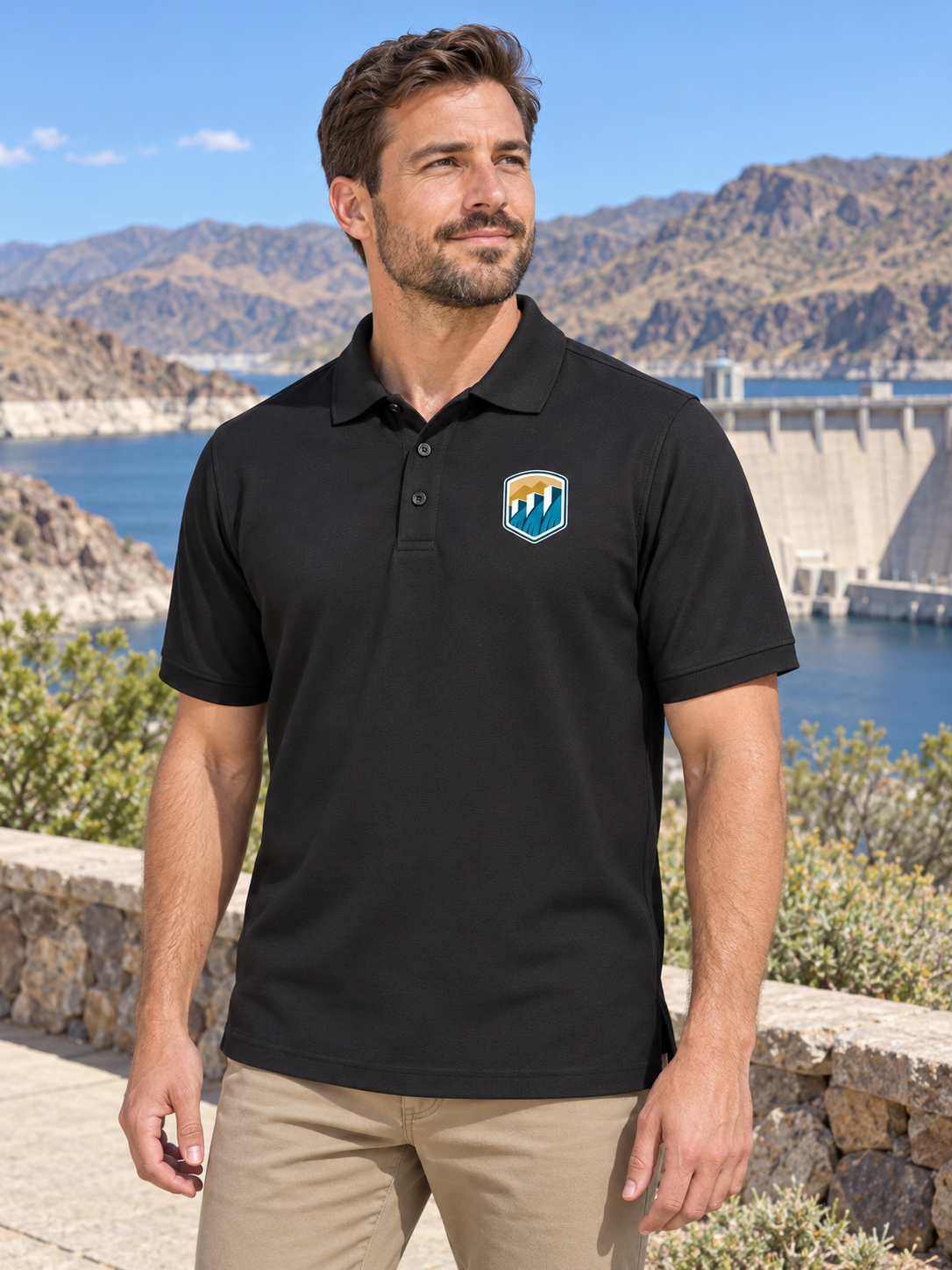 USBR Men's Polo — Black lifestyle view