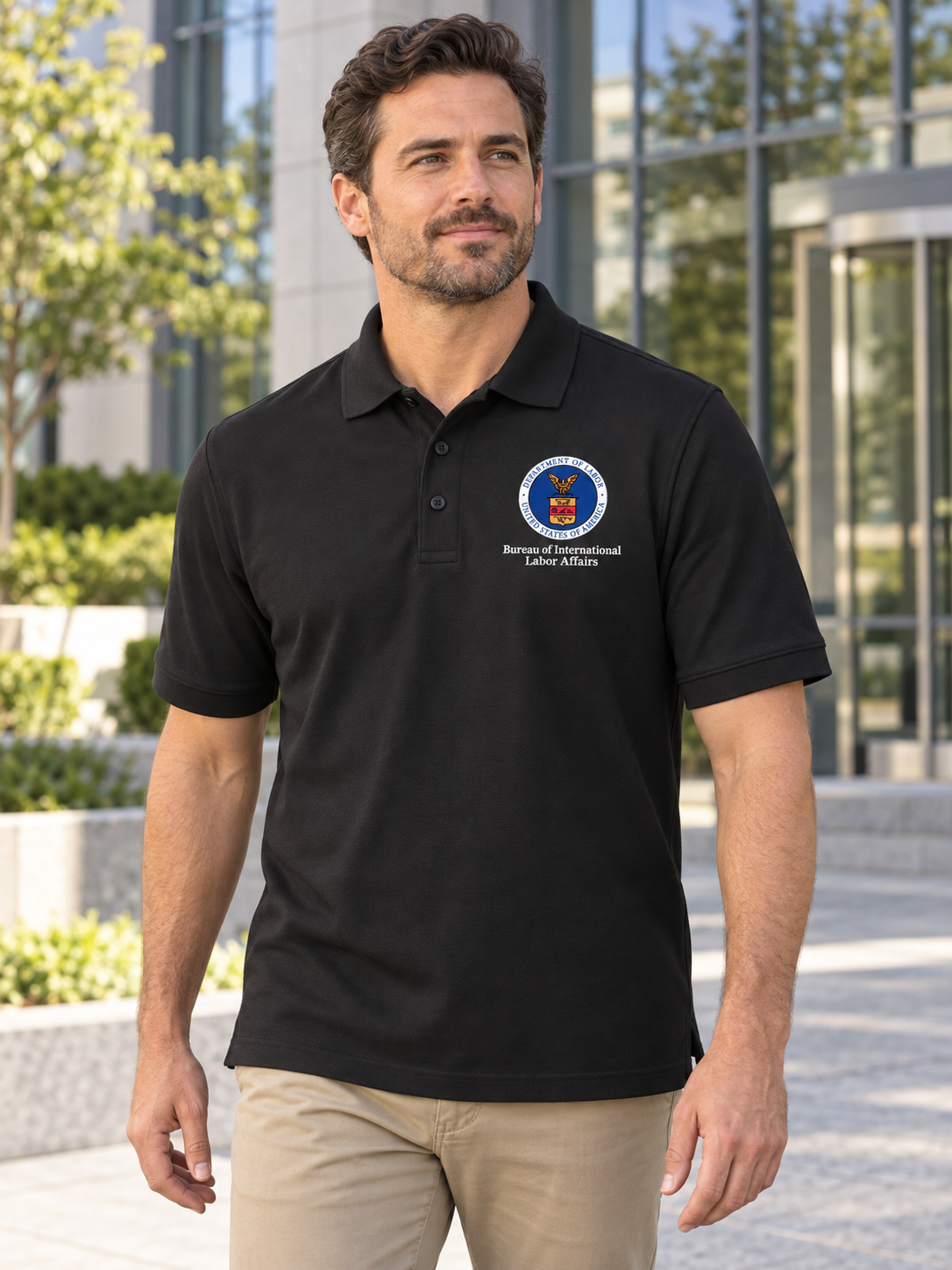 ILAB Men's Polo — Black lifestyle view