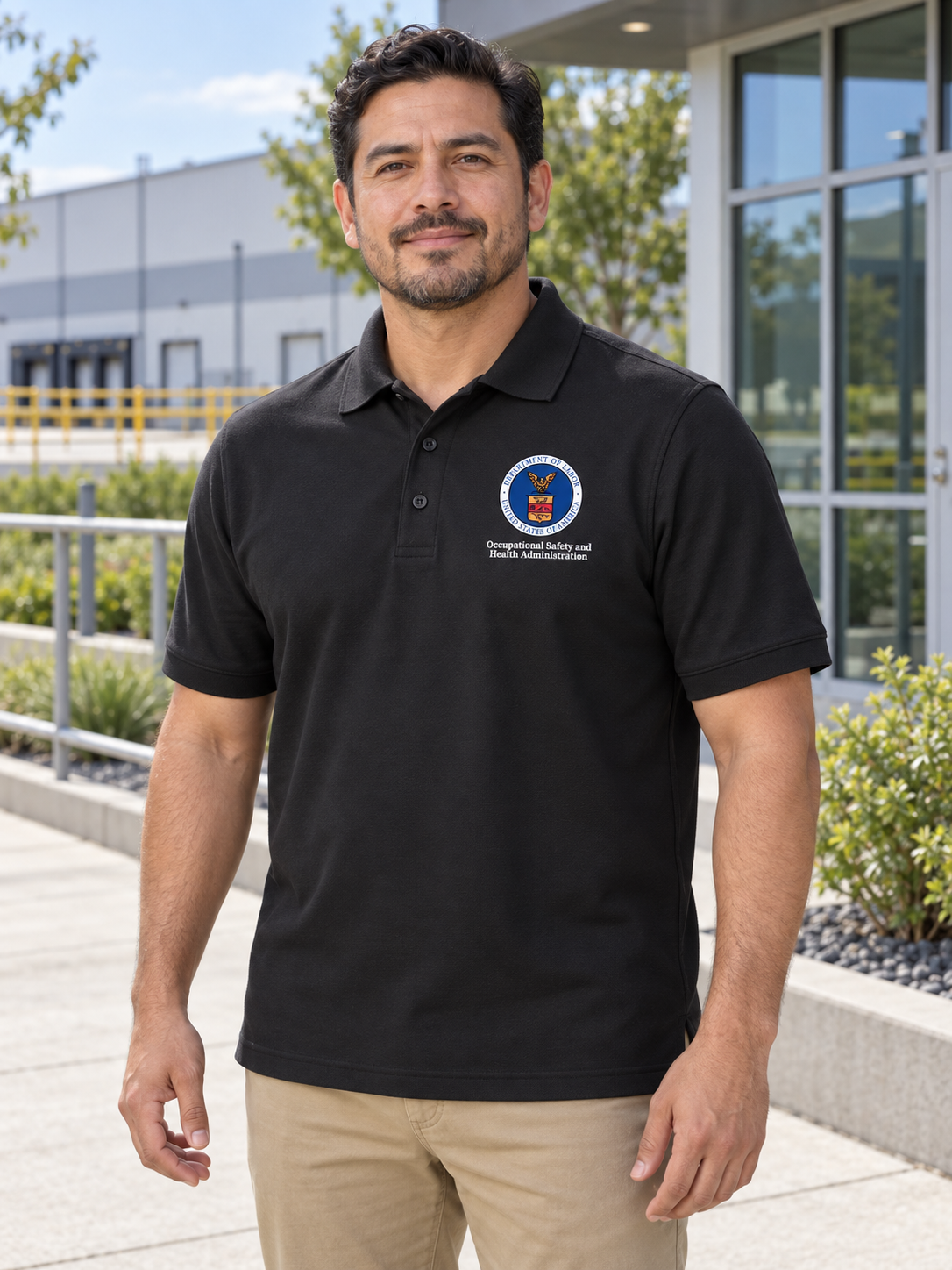 OSHA Men's Polo — Black lifestyle view