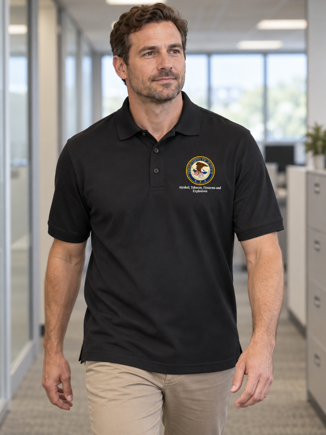 ATF Men's Polo — Black lifestyle view