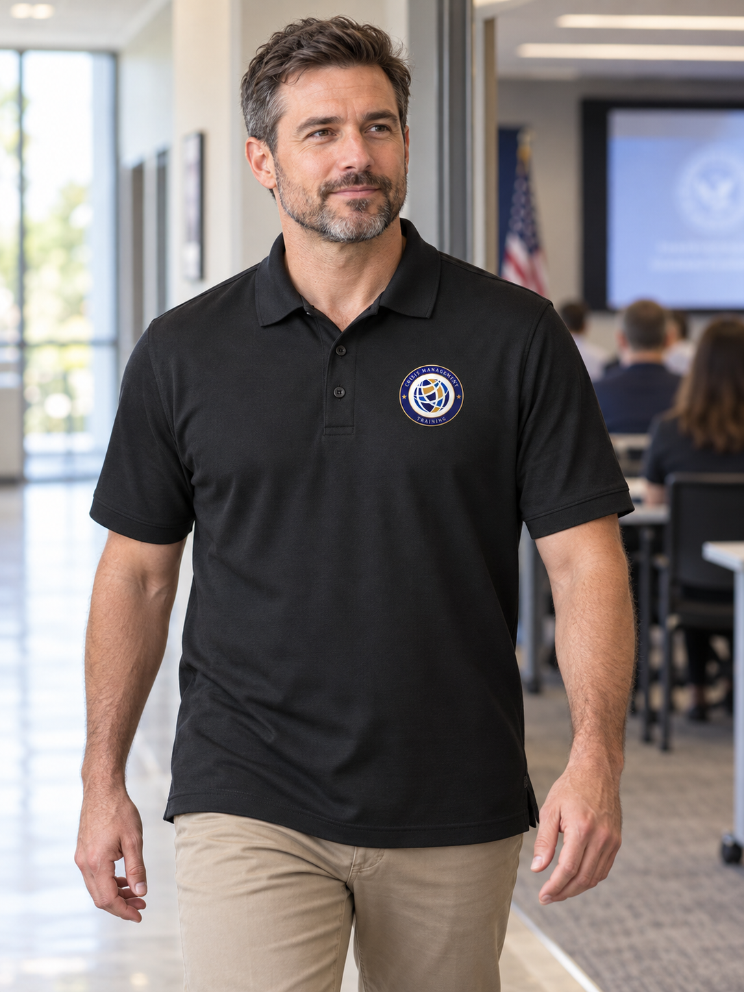 CMT Men's Polo — Black lifestyle view