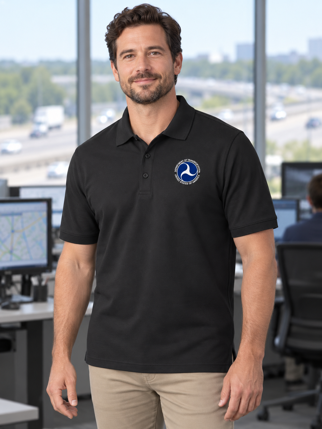 DOT Men's Polo — Black lifestyle view