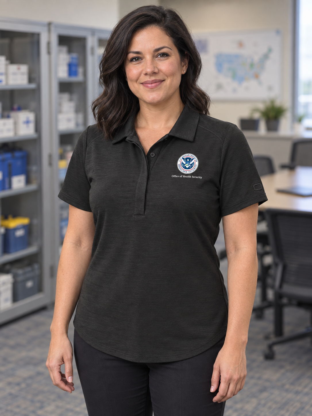 OHS Women's Polo — Black lifestyle view