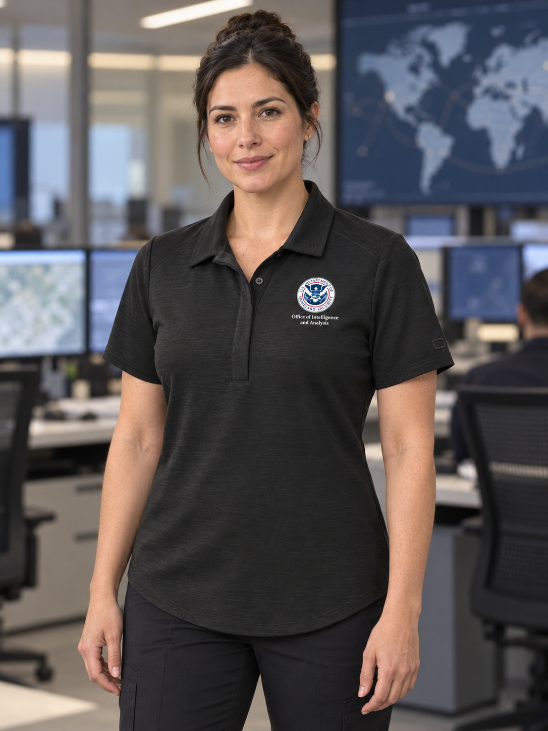 I&A Women's Polo — Black lifestyle view