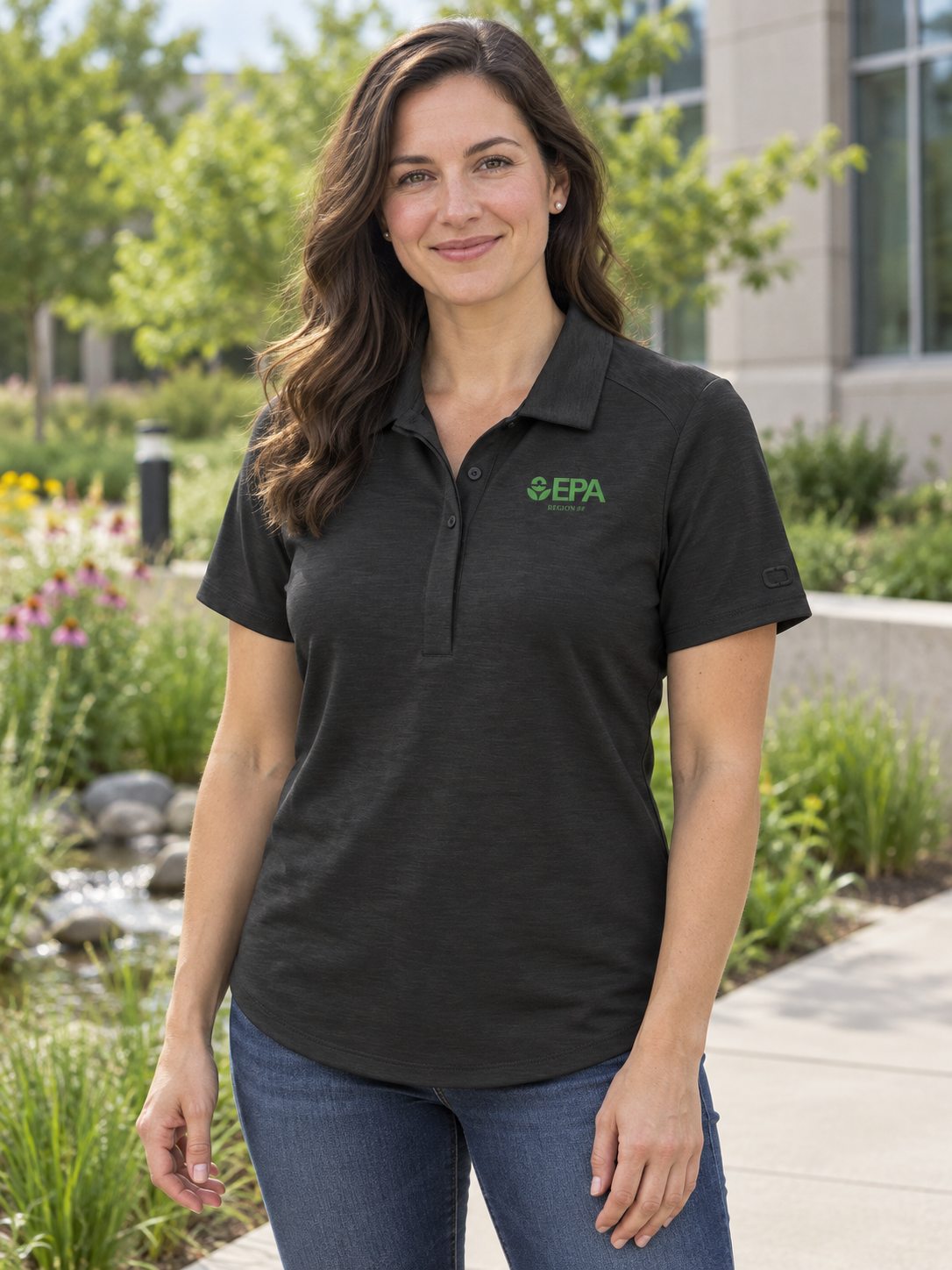 EPA By Region Women's Polo — Black lifestyle view