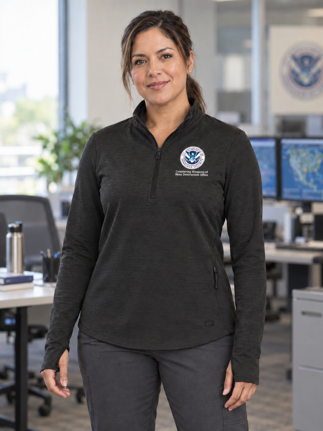 CWMD Women's Motion 1/4 Zip — Black lifestyle product photograph