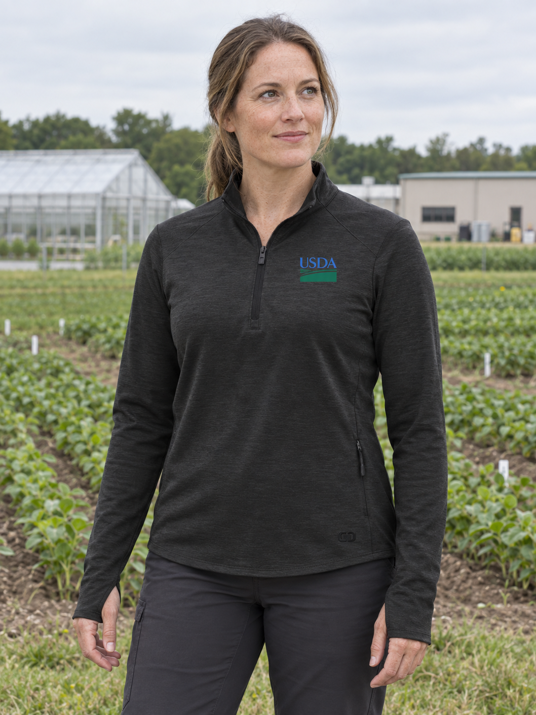USDA Women's Motion 1/4 Zip — Black lifestyle product photograph