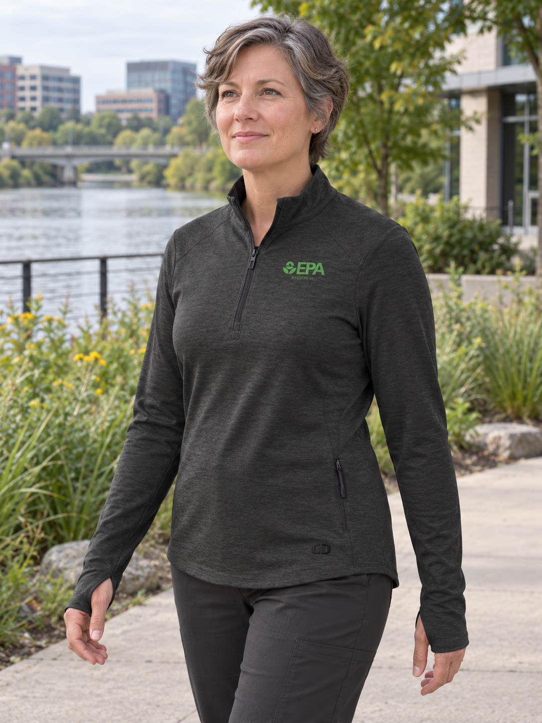 EPA By Region Women's Motion 1/4 Zip — Black lifestyle product photograph