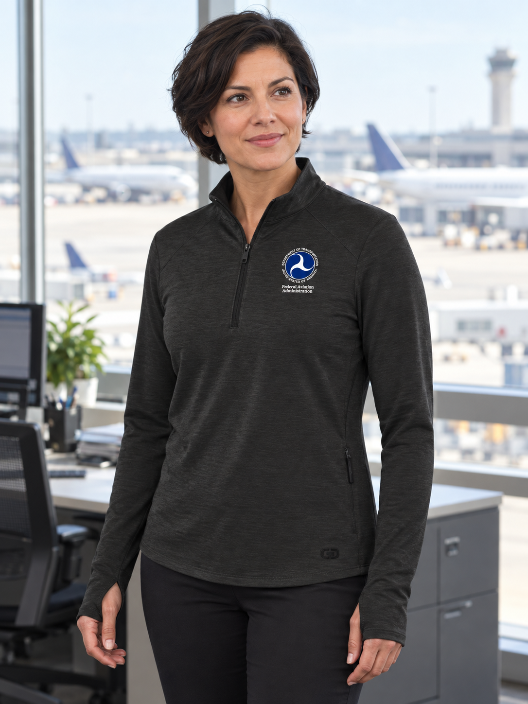 FAA Women's Motion 1/4 Zip — Black lifestyle product photograph