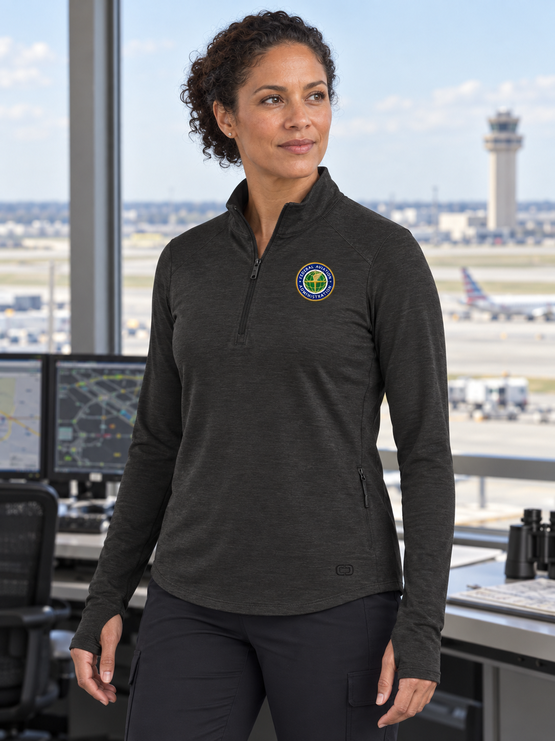 FAA Women's Motion 1/4 Zip — Black lifestyle product photograph