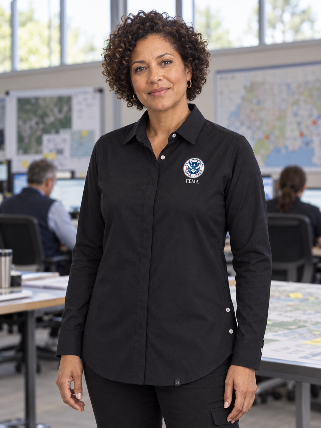 FEMA Women's Commuter Shirt — Black lifestyle product photograph